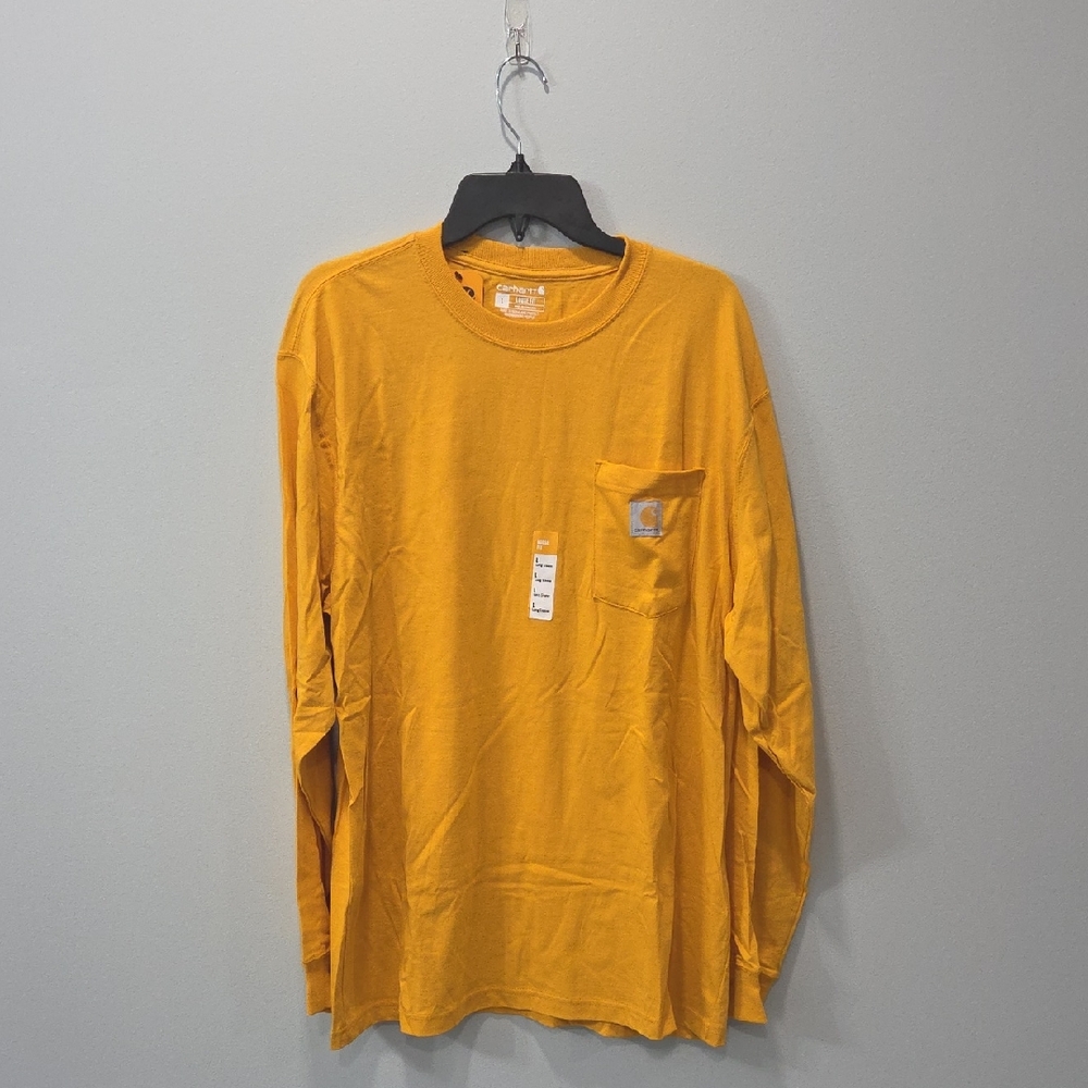 NWT Carhartt Men's Yellow-Orange Long Sleeve Shirt - L